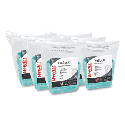 Power Clean Proscrub Pre-Saturated Wipes, 12 x 9.5, Citrus Scent, Green, 75/Pack, 6 Packs/Carton
