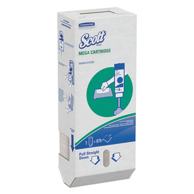 Megacartridge Napkins, 1-Ply, 8.4 x 6.5, White, 875/Pack, 6 Packs/Carton