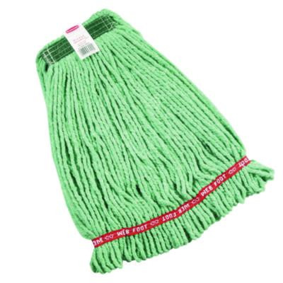 Web Foot Wet Mop Heads, Shrinkless, Cotton/Synthetic, Medium, Green