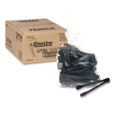 Caterline Tongs, Plastic, 9", Black, 48/Carton