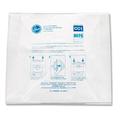 Disposable Vacuum Bags, Hepa Cc1, 10/Pack
