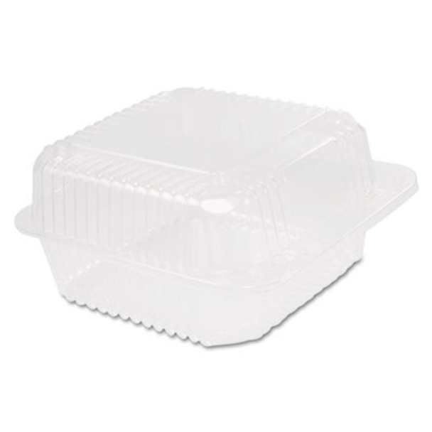 Staylock Clear Hinged Lid Containers, 6.5 x 6.1 x 3, Clear, Plastic, 125/Pack, 4 Packs/Carton
