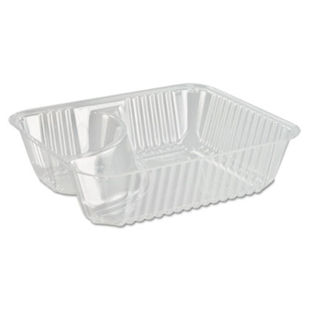 Clearpac Small Nacho Tray, 2 Compartments, 5 x 6 x 1.5, Clear, Plastic, 125/Bag, 4 Bags/Carton