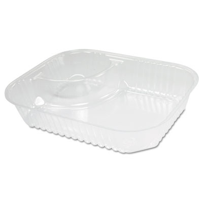 Clearpac Large Nacho Tray, 2 Compartments, 3.3 Oz, 6.2 x 6.2 x 1.6, Clear, Plastic, 500/Carton