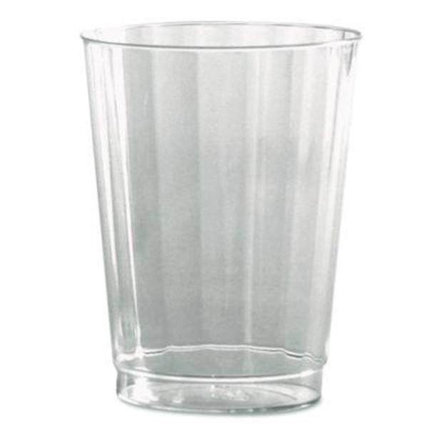 Classic Crystal Plastic Tumblers, 10 Oz, Clear, Fluted, Tall, 20/Pack, 12 Packs/Carton