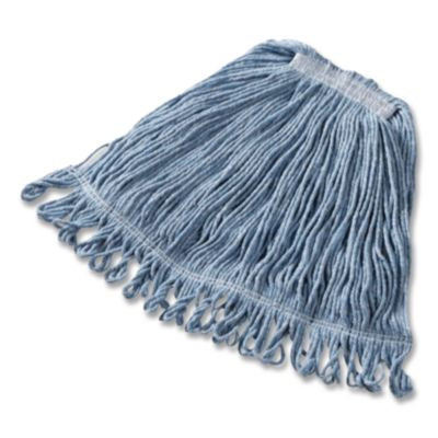 Super Stitch Blend Mop Heads, Cotton/Synthetic, Medium, Blue, 6/Carton