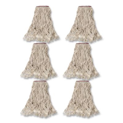 Super Stitch Blend Mop Head,  Cotton/Synthetic, Large, White, 6/Carton