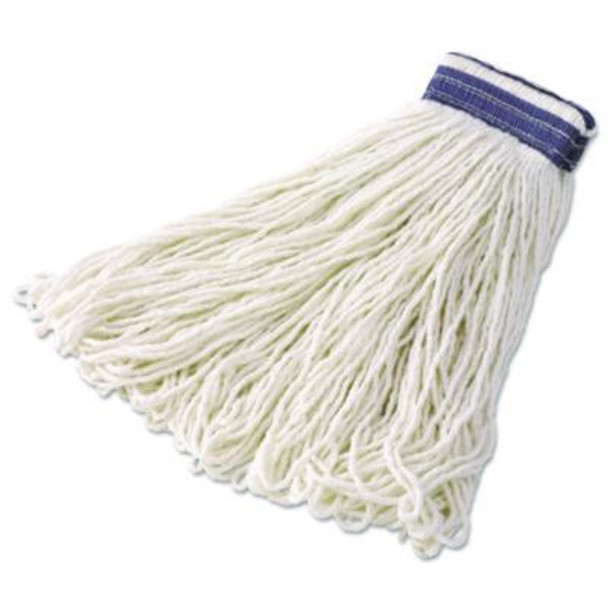 Looped-End Mop Head, Rayon, 24Oz, White, 12/Carton
