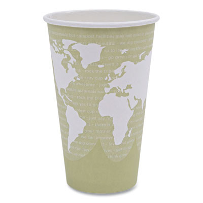 World Art Renewable And Compostable Hot Cups, 16 Oz, Paper, Tan, 50/Pack, 20 Packs/Carton