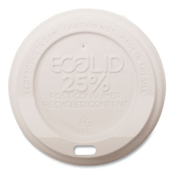 Ecolid 25% Recycled Content Hot Cup Lid, Fits 8 Oz Hot Cups, Plastic, White, 100/Pack, 10 Packs/Carton
