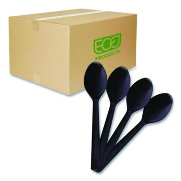 100% Recycled Content Cutlery, Spoon, Plastic, Black, 50/Pack, 20 Pack/Carton