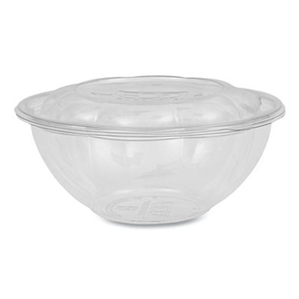 Renewable And Compostable Salad Bowls With Lids, 24 Oz, Clear, Plastic, 50/Pack, 3 Packs/Carton