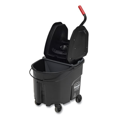 Wavebrake 2.0 Bucket/Wringer Combos, Down-Press, 35 Qt, Plastic, Black