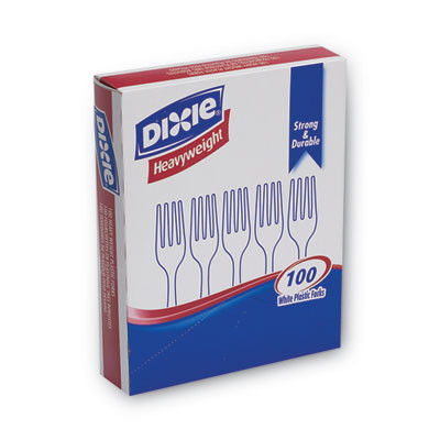 Plastic Cutlery, Heavyweight Fork, White, 100/Box