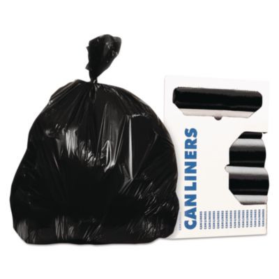 Linear Low Density Can Liners With Accufit Sizing, 55 Gal, 1.3 Mil, 40" x 53", Black, 20 Bags/Roll, 5 Rolls/Carton