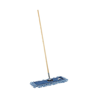 Dry Mopping Kit, 24 X 5 Blue Synthetic Head, 60" Natural Wood/Metal Handle