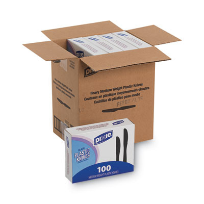 Plastic Tableware, Heavy Mediumweight Knife, Black, 100/Box, 10 Boxes/Carton