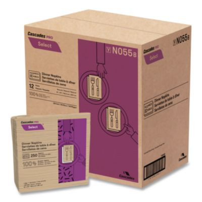 Select Dinner Napkins, 1-Ply, 16 x 15, Natural Brown, 250/Pack, 12 Packs/Carton