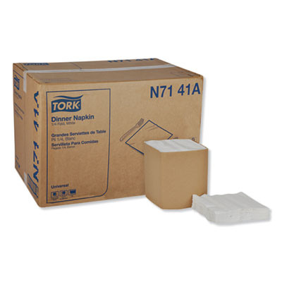 Universal Dinner Napkins, 1-Ply, 17 x 17, 1/4 Fold, White, 4008/Carton