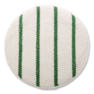 Low Profile Scrub-Strip Carpet Bonnet, 19" Diameter, White/Green, 5/Carton