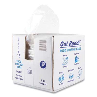 Food And Utility Bags, 2 Gal, 8" x 4" x 18", Clear, 1,000/Carton