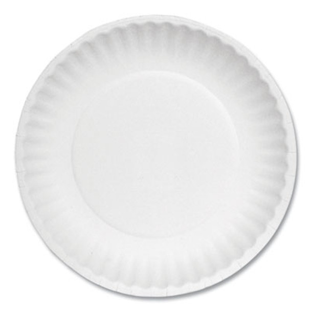 White Paper Plates, 6" Dia, 100/Pack, 10 Packs/Carton