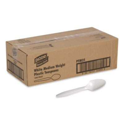 Plastic Cutlery, Mediumweight Spoon, White, 1,000/Carton