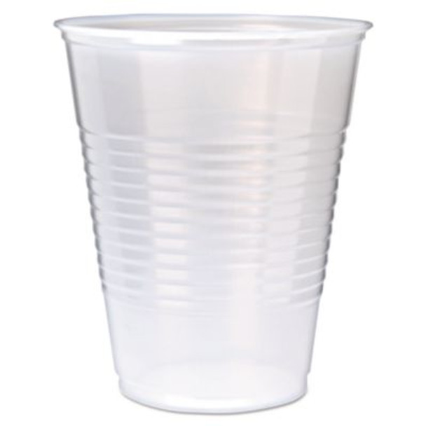 Rk Ribbed Cold Drink Cups, 12 Oz, Plastic, Translucent, 50/Sleeve, 20 Sleeves/Carton