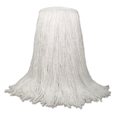 Banded Rayon Cut-End Mop Heads, White, 20 Oz, 1 1/4" Headband, White, 12/Carton