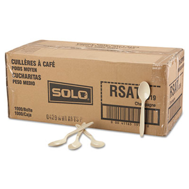 Reliance Mediumweight Cutlery, Spoon, Plastic, Champagne, 1,000/Carton