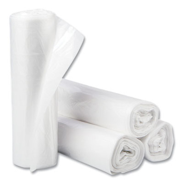 High-Density Commercial Can Liners, 30 Gal, 10 Mic, 30" x 37", Clear, Interleaved Roll, 25 Bags/Roll, 20 Rolls/Carton