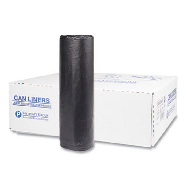High-Density Commercial Can Liners, 45 Gal, 16 Mic, 40" x 48", Black, Interleaved Roll, 25 Bags/Roll, 10 Rolls/Carton