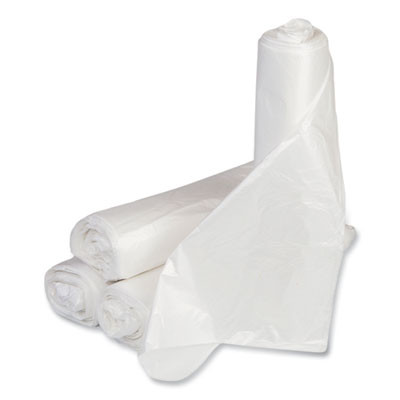 Low-Density Commercial Can Liners, 10 Gal, 0.35 Mil, 24" x 24", Clear, Perforated Roll, 50 Bags/Roll, 20 Rolls/Carton