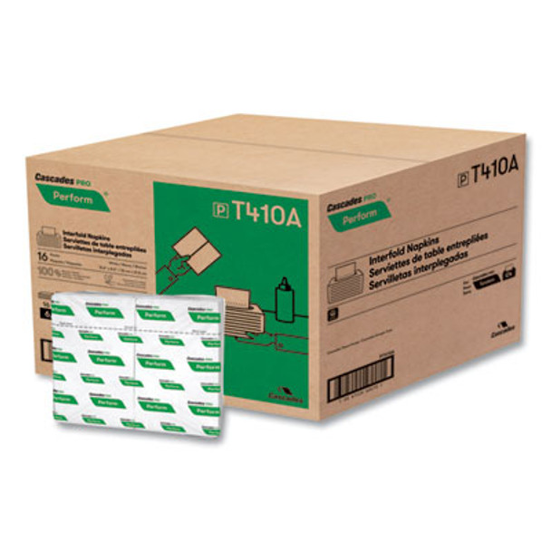 Perform Interfold Napkins, 1-Ply, 12.63 x 8.5, White, 376/Pack, 16 Packs/Carton