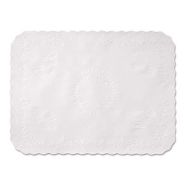 Scalloped Edge Traymat, Anniversary Embossed Surface, 19" x 14", White, 1,000/Carton