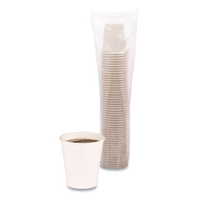 Paper Hot Cups, 10 Oz, White, 50/Sleeve, 20 Sleeves/Carton