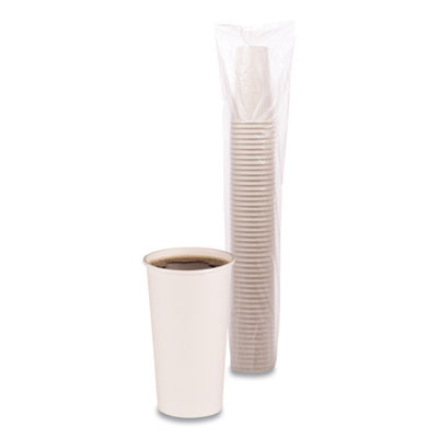 Paper Hot Cups, 20 Oz, White, 50/Sleeve, 12 Sleeves/Carton