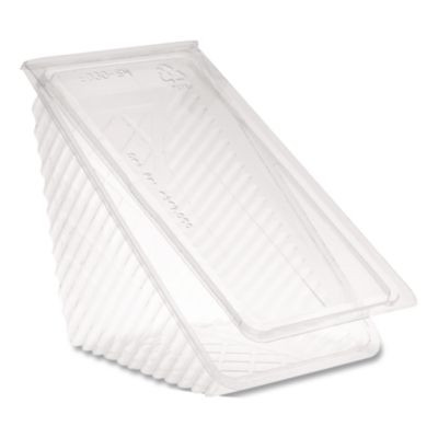 Plastic Hinged Lid Sandwich Container, 3.25 x 6.5 x 3, Clear, 85/Pack, 3 Packs/Carton