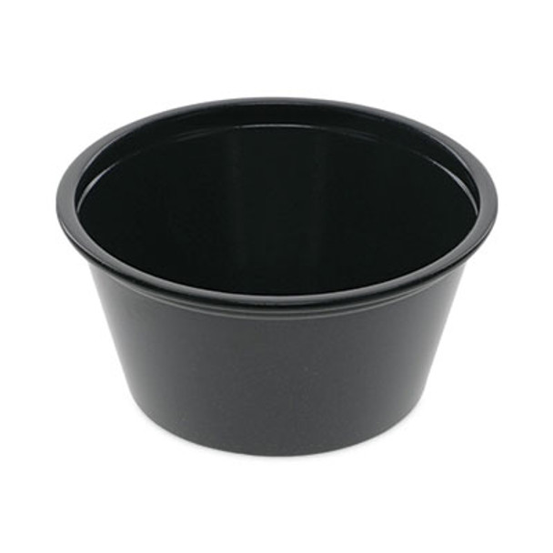 Plastic Portion Cup, 2 Oz, Black, 200/Bag, 12 Bags/Carton