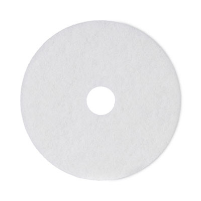 Polishing Floor Pads, 18" Diameter, White, 5/Carton