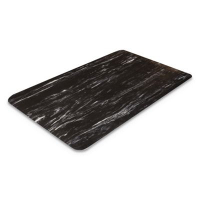 Cushion-Step Marbleized Rubber Mat, Rectangular, Black Smooth Surface, 36" x 60"