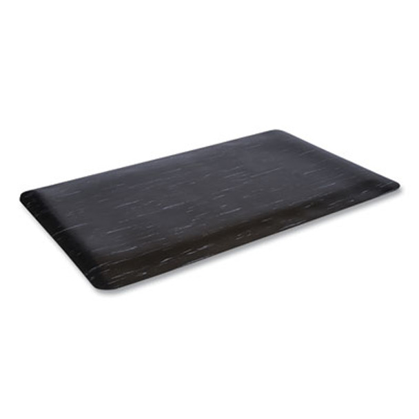 Cushion-Step Marbleized Rubber Mat, Rectangular, Black Smooth Surface, 36" x 72"