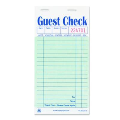Guest Check Pad, 17 Lines, Two-Part Carbon, 3.5 x 6.7, 50 Forms/Pad, 50 Pads/Carton