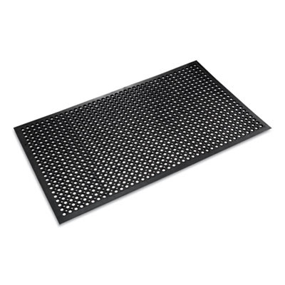 Safewalk-Light Wet/Oily Floor Anti-Fatigue Drainage Mats, 0.5" Thick, 36" x 60", Black Perforated Surface