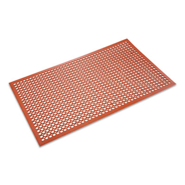 Grease-Resistant Safewalk-Light Wet/Oily Floor Anti-Fatigue Drainage Mat, 0.5" Thick, 36 x 60, Terra Cotta Perforated Surface