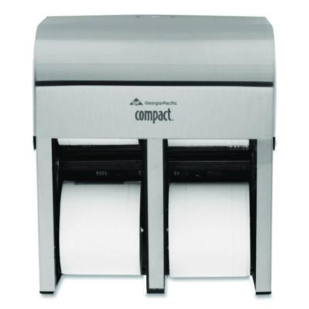 Compact Quad Vertical Four-Roll Coreless Dispenser, 11.75 x 6.9 x 13.25, Stainless Steel