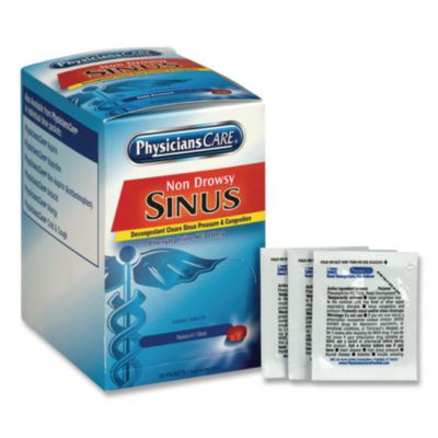 Non-Drowsy Sinus Decongestant Congestion Medication, One Tablet/Pack, 50 Packs/Box