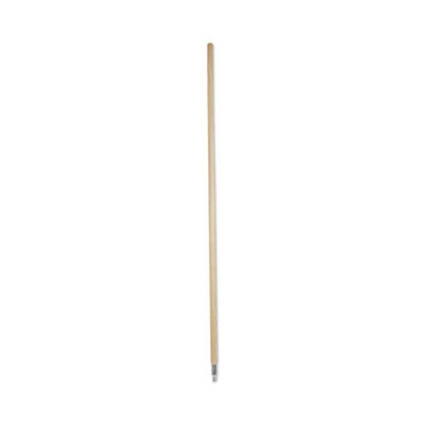 Metal Tip Threaded Hardwood Broom Handle, 1.13" Dia x 60", Natural