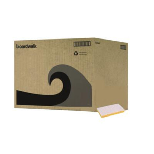 Light-Duty Scrubbing Sponge, Individually Wrapped, 3.6 x 6.1, 0.7" Thick, Yellow/White, 20/Carton