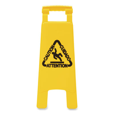 Site Safety Wet Floor Caution Sign, 2-Sided, 10 x 2 x 26, Yellow